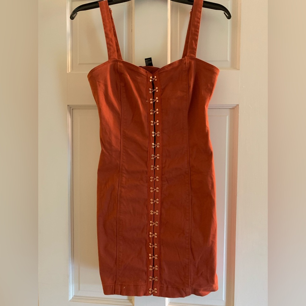 Forever 21 Strapless Rust Dress with Front Detailing